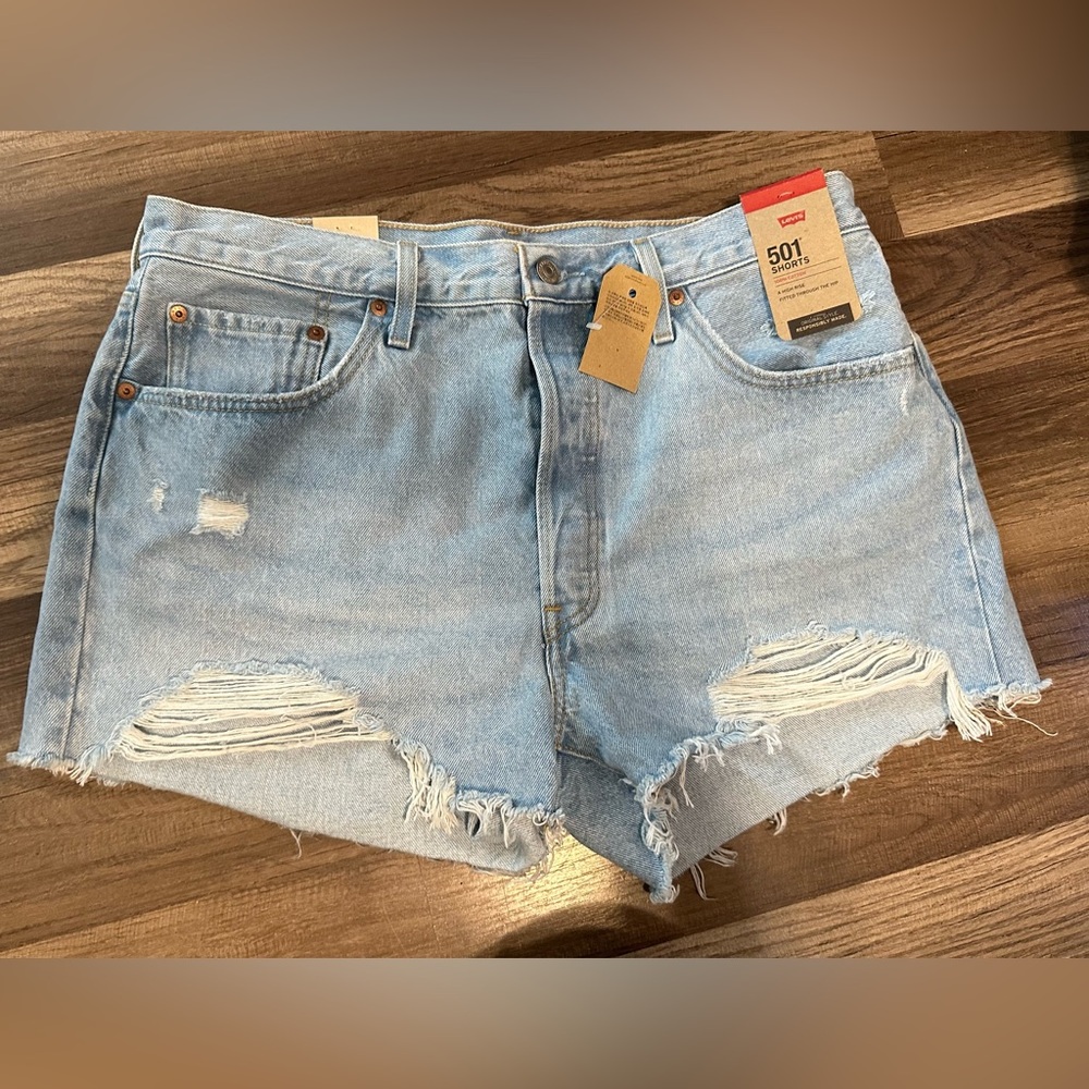 Levi's Women's Distressed Light Blue Jean Shorts